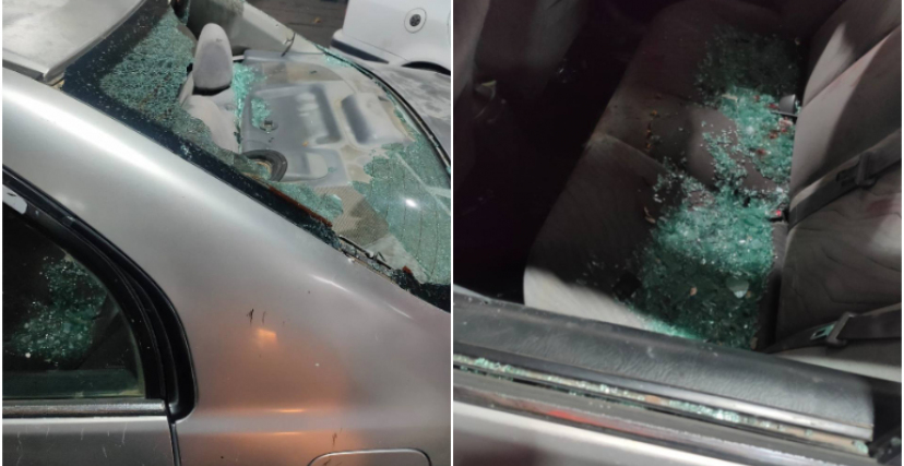 سيارة أصابها رصاص جنود الاحتلال 